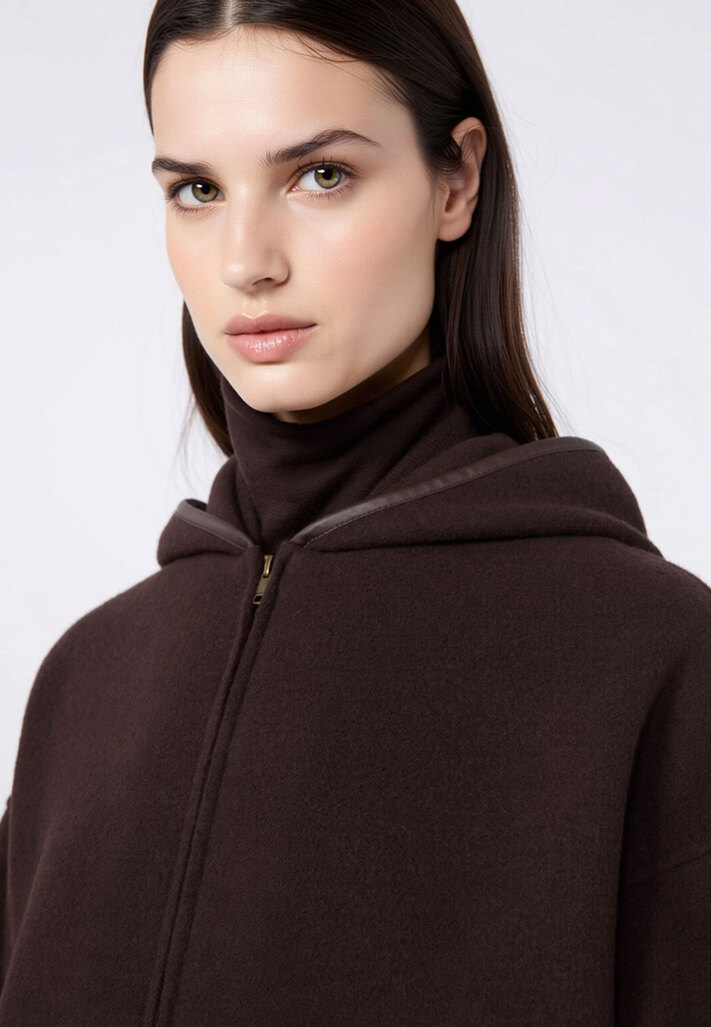 Полупальто MAX MARA  - Шерсть - цвет коричневый