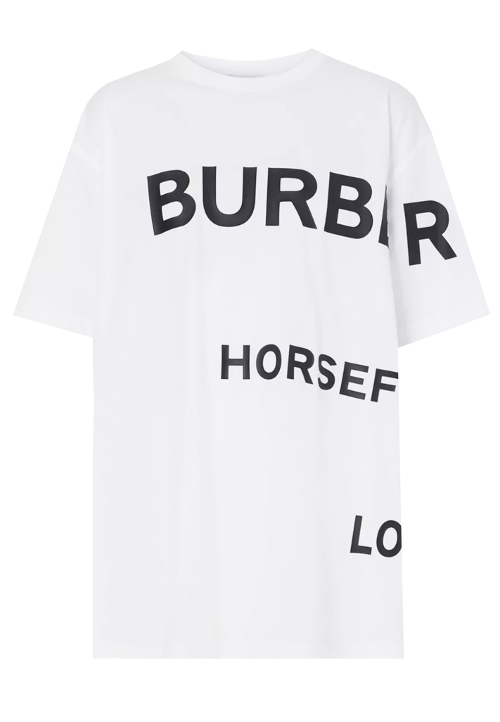 Хлопковая футболка оверсайз с принтом Horseferry BURBERRY