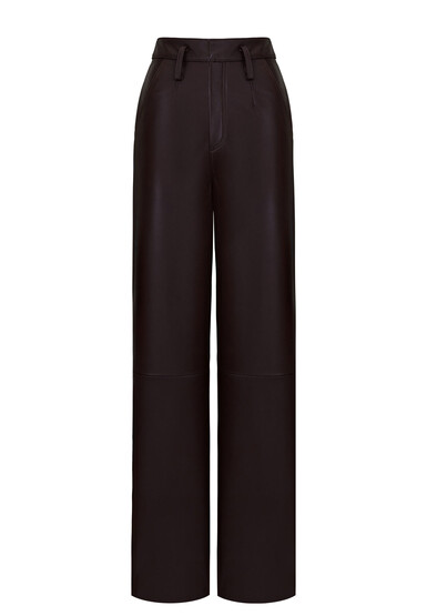 Кожаные брюки шоколадные THE REAL BASE