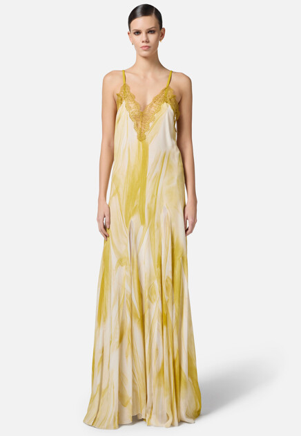 Струящееся платье с кружевом ELISABETTA FRANCHI - ИТАЛИЯ