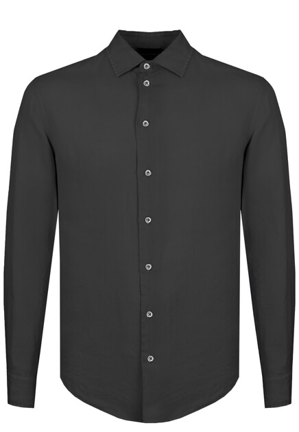Приталенная льняная рубашка EMPORIO ARMANI