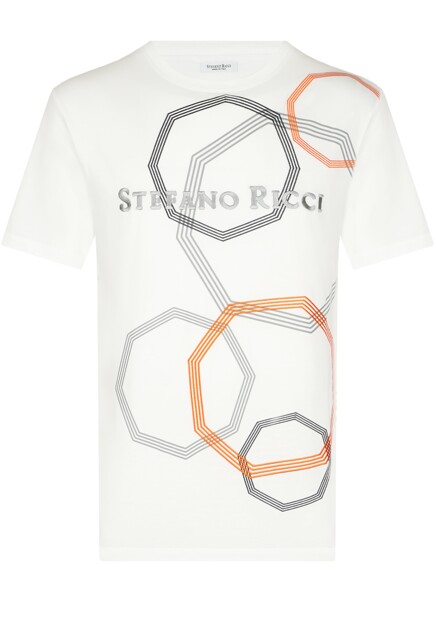 Футболка из хлопка и модала с вышивкой  STEFANO RICCI