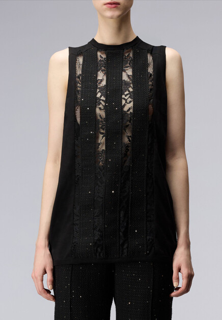 Блуза с кружевными вставками и пайетками ELIE SAAB