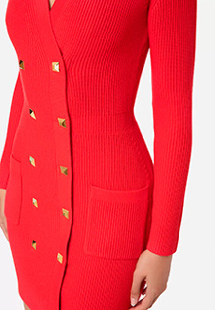 Двубортное платье с заклепками ELISABETTA FRANCHI
