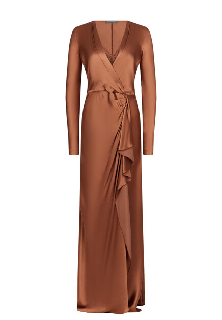 Атласное платье с драпировкой ALBERTA FERRETTI