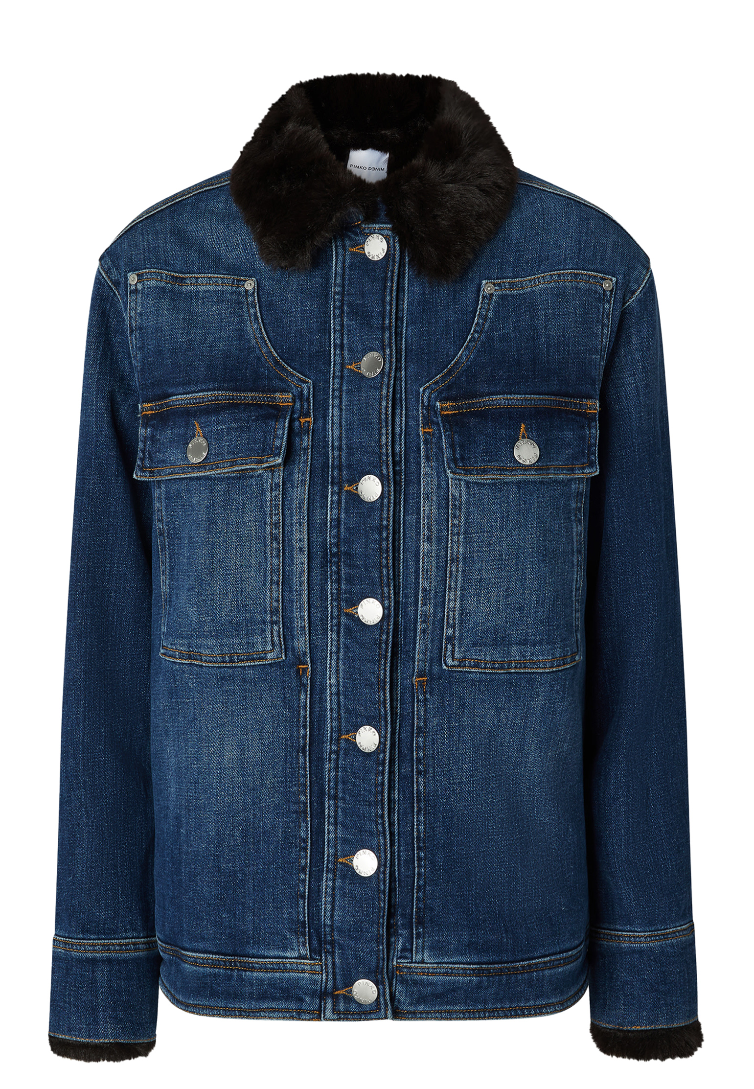 Джинсовая куртка с меховым воротником  PINKO