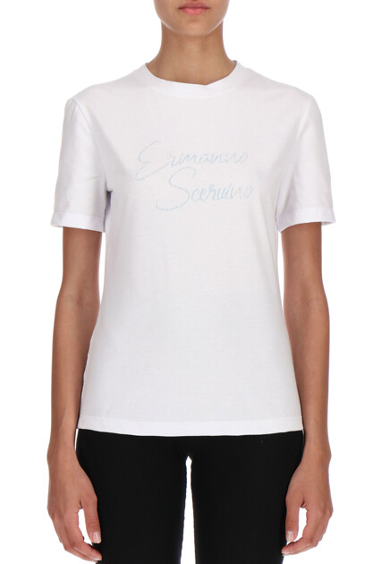 Футболка с логотипом из страз ERMANNO SCERVINO