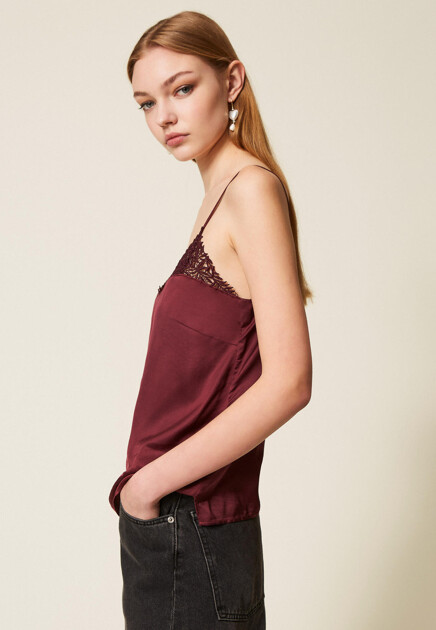 Топ TWINSET Milano  - Вискоза - цвет бордовый