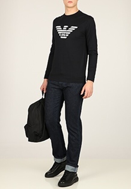 Лонгслив с крупным логотипом EMPORIO ARMANI