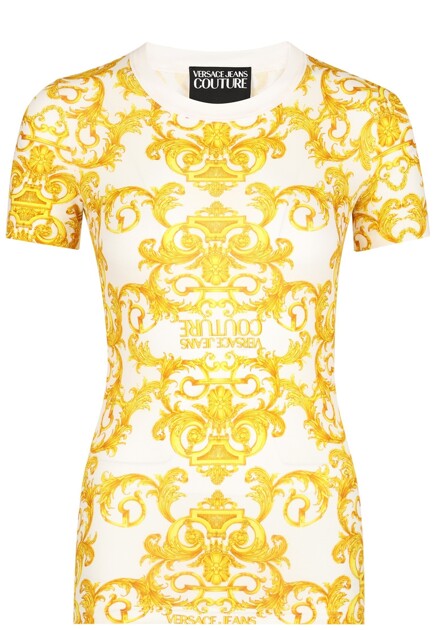 Хлопковая футболка с барочным принтом VERSACE JEANS COUTURE