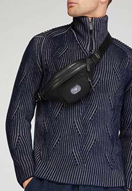 Черная текстильная сумка с элементами из кожи EMPORIO ARMANI