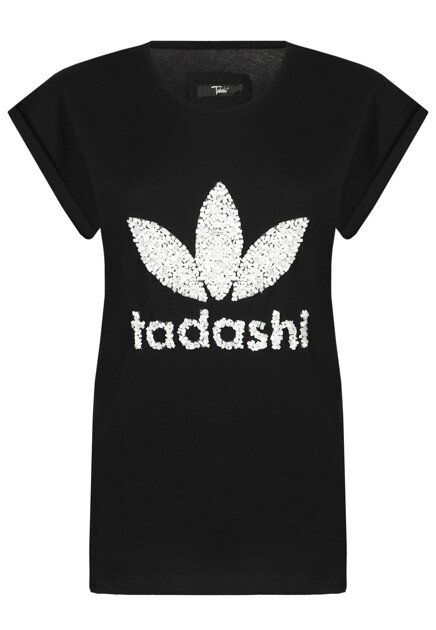 Хлопковая футболка с кристаллами TADASHI
