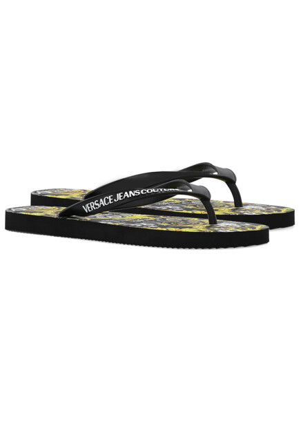 Черные шлепанцы с логотипом VERSACE JEANS COUTURE - ИТАЛИЯ
