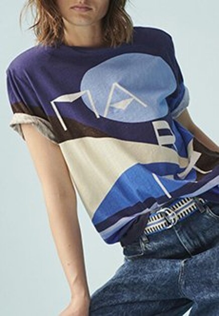 Синяя футболка из хлопка ISABEL MARANT