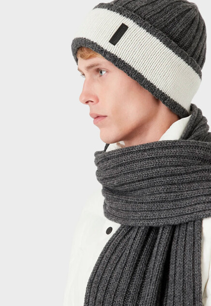 Шапка EMPORIO ARMANI  - Вискоза, Шерсть - цвет серый