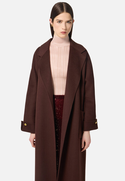 Пальто ELISABETTA FRANCHI  - Шерсть - цвет коричневый