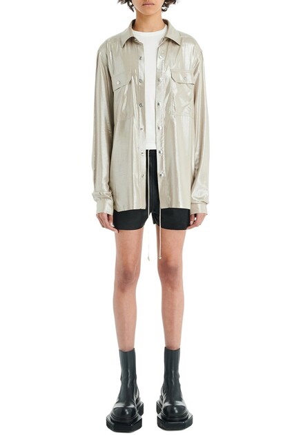 Рубашка с металлическим эффектом RICK OWENS - США