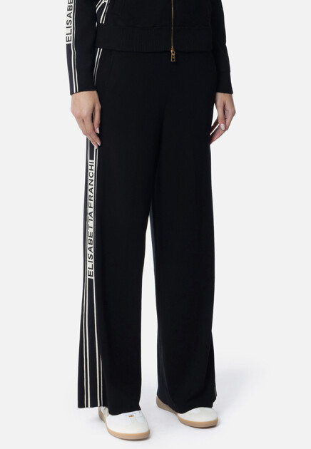 Брюки из вискозы с контрастными лампасами ELISABETTA FRANCHI - ИТАЛИЯ