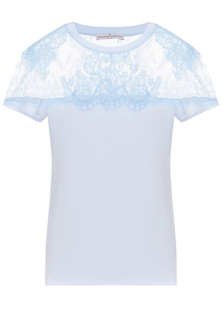 Хлопковая футболка с кружевом ERMANNO SCERVINO