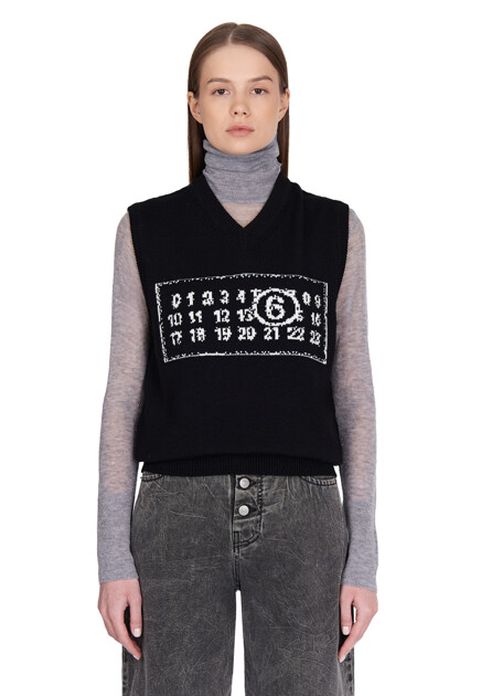Жилет MM6 Maison Margiela  - Шерсть, Акрил - цвет черный