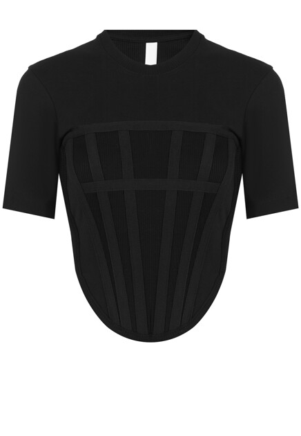 Корсетная футболка из мерсеризованного трикотажа DION LEE