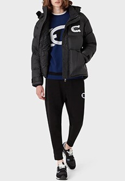 Укороченный пуховик с логотипом EMPORIO ARMANI