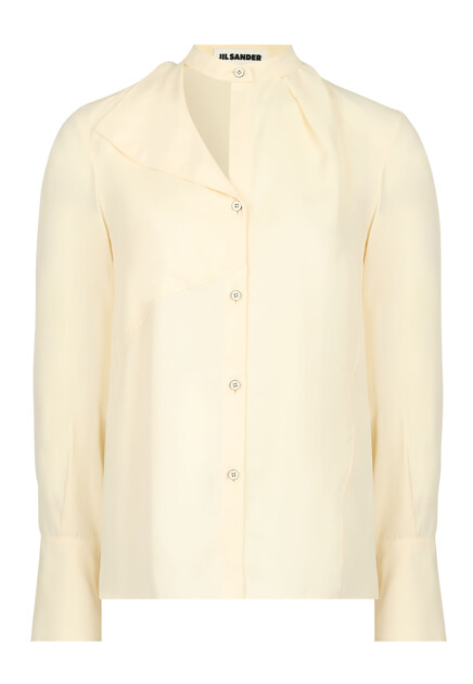 Блуза из вискозы с асимметричным воротником JIL SANDER
