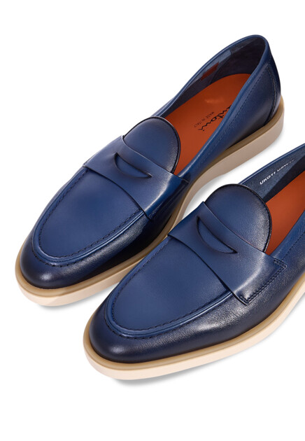Лоферы SANTONI  - Кожа - цвет синий