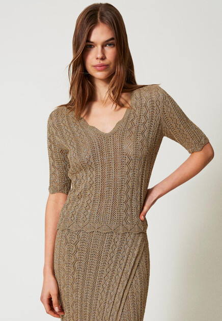 Ажурный пуловер с люрексом TWINSET Milano