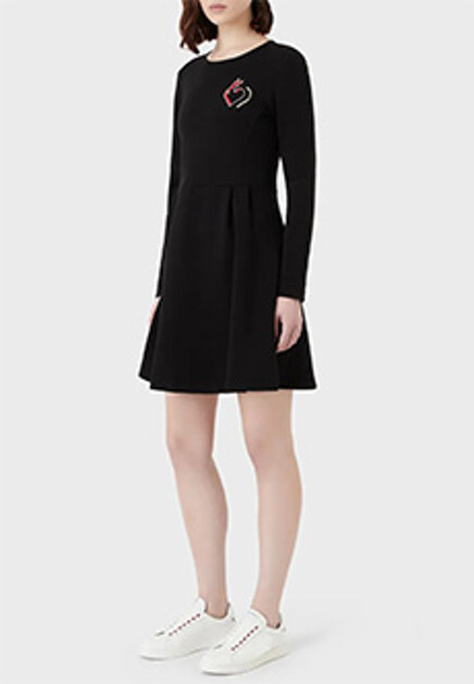Платье с вышивкой на груди EMPORIO ARMANI