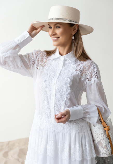Платье ERMANNO SCERVINO  - Хлопок - цвет белый