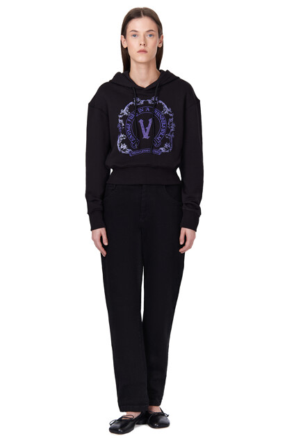 Укороченная толстовка с принтом VERSACE JEANS COUTURE - ИТАЛИЯ