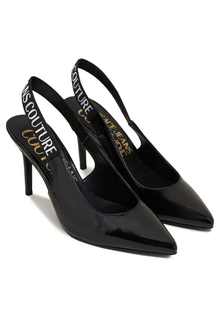Туфли-слингбэки из лаковой экокожи VERSACE JEANS COUTURE