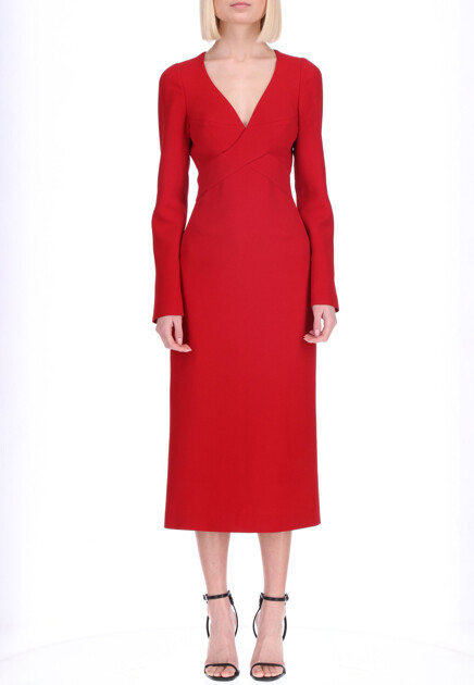 Приталенное платье с V-образным вырезом  ERMANNO SCERVINO - ИТАЛИЯ