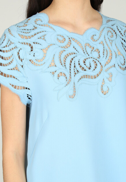 Платье ERMANNO SCERVINO  - Вискоза, Ацетат - цвет голубой