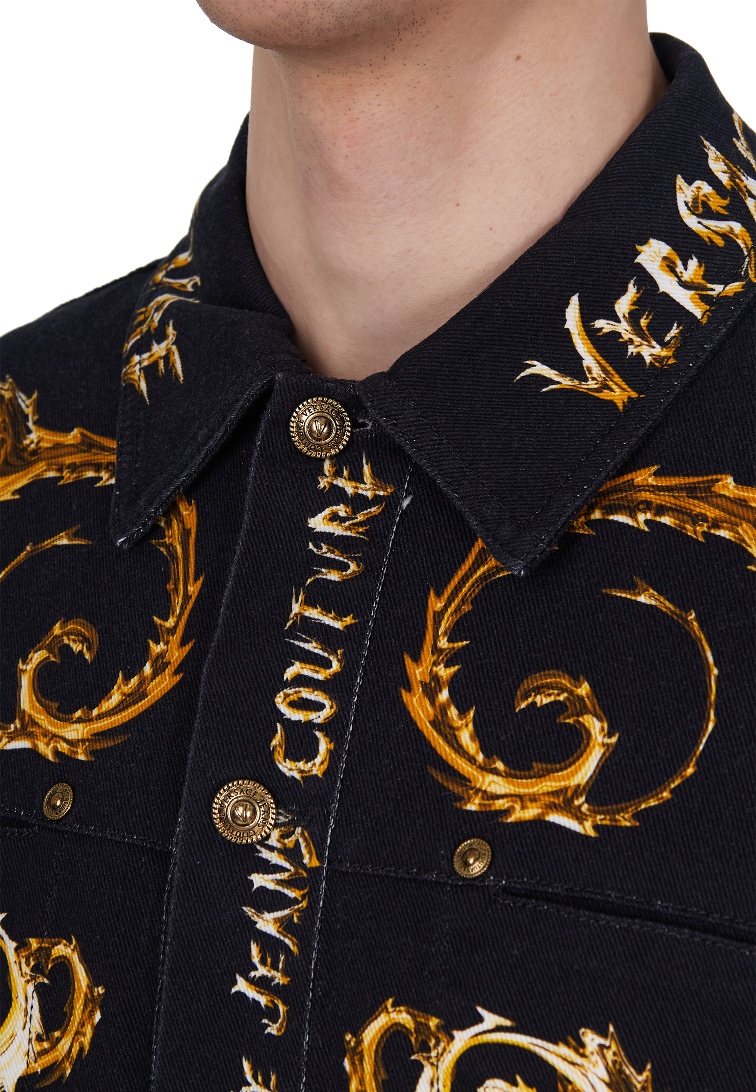 Джинсовая рубашка с принтом VERSACE JEANS COUTURE - ИТАЛИЯ