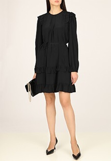 Черное платье с рюшами TWINSET Milano