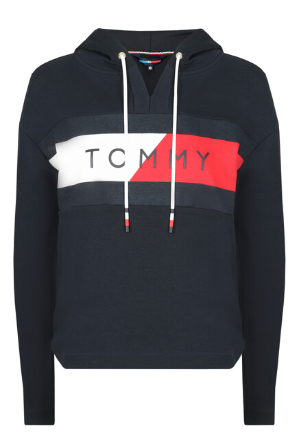 Худи из хлопка с логотипорованным принтом TOMMY HILFIGER