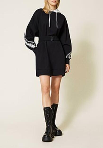 Двухцветное трикотажное платье с логотипом TWINSET Milano