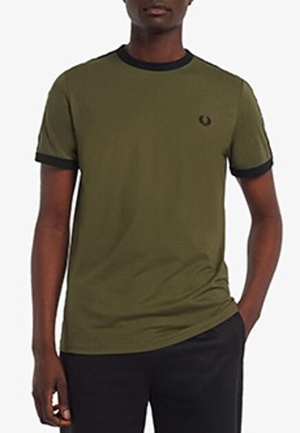 Хлопковая футболка с логотипированной лентой  FRED PERRY