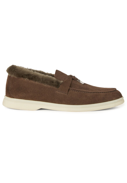 Замшевые лоферы с мехом  LORO PIANA