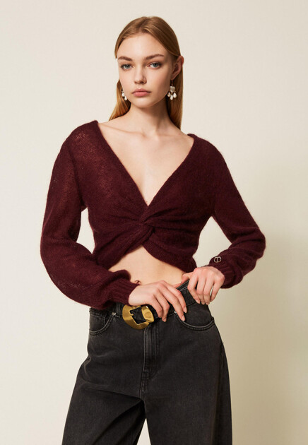Джемпер TWINSET Milano  - Полиамид, Шерсть, Мохер - цвет бордовый