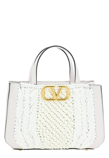 Белая сумка с плетеной вставкой VALENTINO