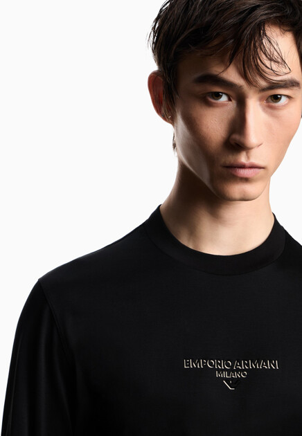 Лонгслив EMPORIO ARMANI  - Хлопок, Лиоцелл - цвет черный