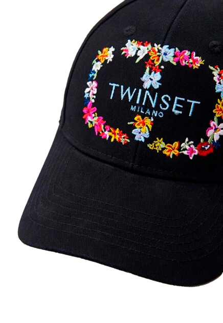Черная бейсболка с вышивкой TWINSET Milano - ИТАЛИЯ