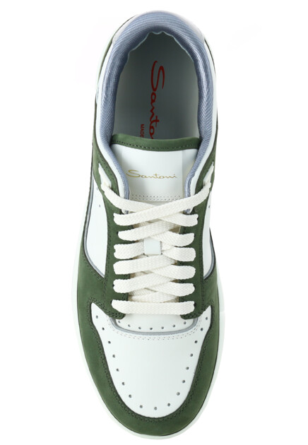 Кеды SANTONI  - Кожа - цвет зеленый