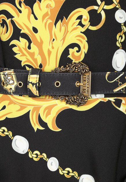 Приталенное платье со сплошным принтом VERSACE JEANS COUTURE