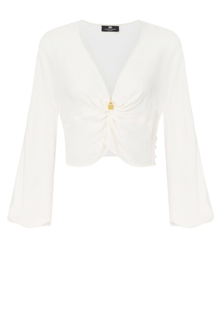 Блуза из вискозного жоржета с декоративным узлом ELISABETTA FRANCHI