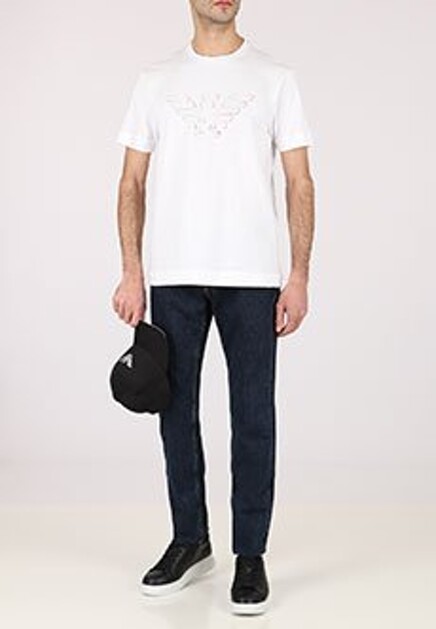 Белая футболка с логотипом EMPORIO ARMANI