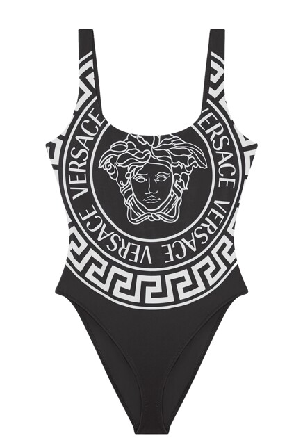 Черный купальник с логотипом VERSACE
